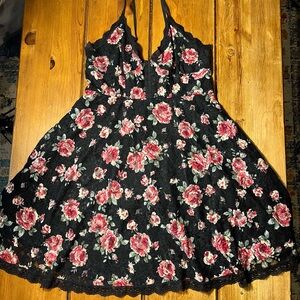 Betsey Johnson Black Lace Dress with Red Accents